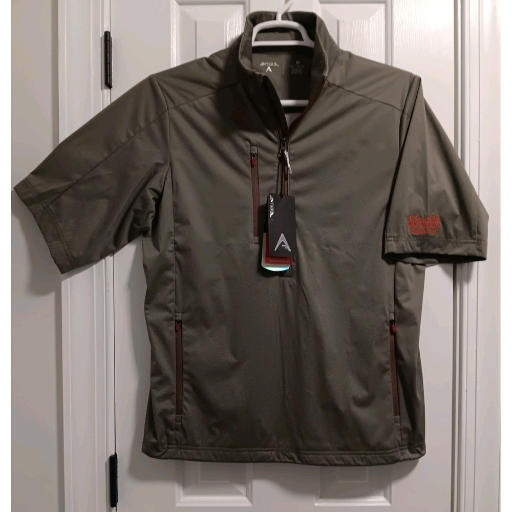 Antigua Men's Short Sleeve Golf Windbreaker Jacket Size Med Pullover 1/2 Zip NEW